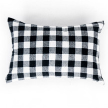 Cozy Plaid Lumbar Nursery Pillow - White and Black