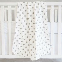 Baby Blanket - SIMPLY GREY -Grey Polka Dots/Light Weight