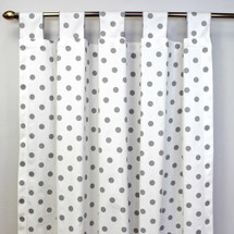 ELEPHANT JOY Long Nursery Drapes - Tab or Rod Top - Grey Dots on White(Set of 2)