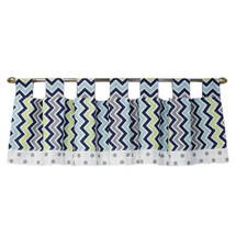 CHEVRON NAVY Nursery Valance - Tab Style 60"