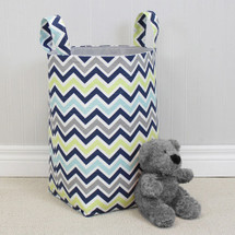 CHEVRON NAVY Clothes or Toy Nursery Hamper