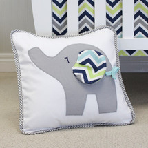 CHEVRON NAVY Nursery Pillow - Happy Elephant