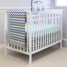 CHEVRON NAVY 3 PC Set Crib Bedding - Bumperless