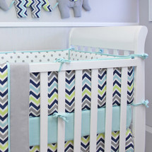 CHEVRON NAVY Baby Crib Bumper Pads