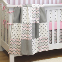 CHEVRON PINK Patchwork Baby Crib Blanket