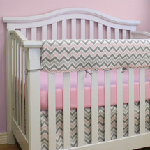CHEVRON PINK Baby Crib Rail Protector
