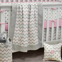 CHEVRON PINK Baby Crib Blanket with Border