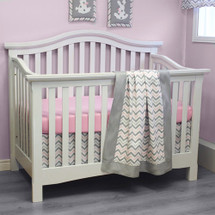 CHEVRON PINK 3 PC Set Crib Bedding - Bumperless