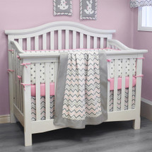 CHEVRON PINK 4 PC Set Crib Bedding