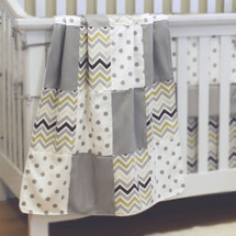CHEVRON GREY Patchwork Baby Crib Blanket