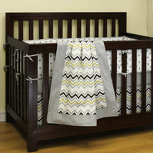 CHEVRON GREY 4 PC Set Crib Bedding