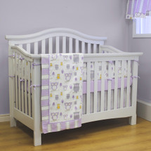 HOOTY LILAC 4 PC Set Crib Bedding