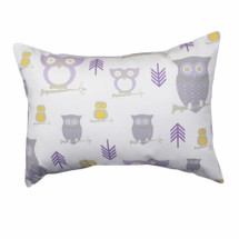 HOOTY LILAC Owl Lumbar Nursery Pillow