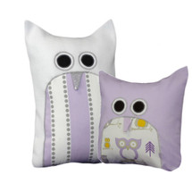 HOOTY LILAC Novelty Owl Nursery Pillow