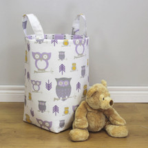 HOOTY LILAC Clothes or Toy Nursery Hamper
