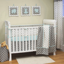 MOXY AQUA 4 PC Set Crib Bedding