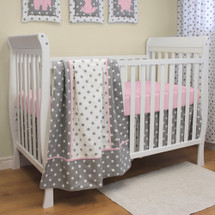 MOXY PINK 3 Pc Bumperless Crib Bedding