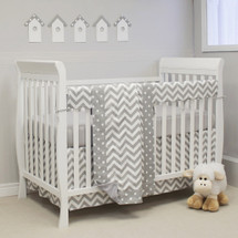 SIMPLY GREY "Premium" 4 PC Set Crib Bedding - includes Crib Rail Protector