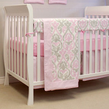 PINK JULEP 4 PC Set Crib Bedding - includes Crib Rail Protector