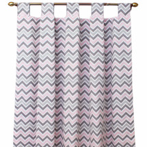 Pink and grey chevron drapes