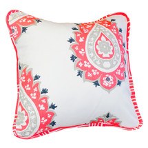 Coral damask toss pillow