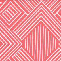 coral and white geometric fabric