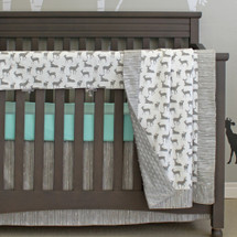 deer baby bedding with aqua accents