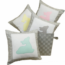GREY DEER Decor Nursery Pillow - Fawn Applique