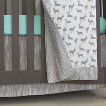 deer blanket with silver minky dot back