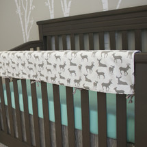 crib rail protector in grey deer fabric
