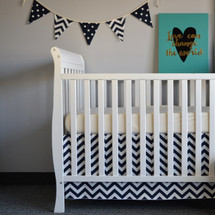 SIMPLY NAVY  "Premium" 2PC Baby Crib Bedding Set (Bed Skirt, Crib Sheet)