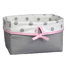 GREY DOT Soft Nursery Basket - Pink Trim