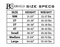 BC Raskulls Size Chart
