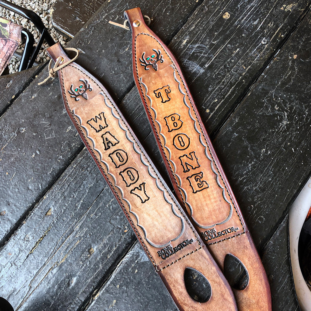 Bone Collector Custom Leather Gun Sling - Bone Collector
