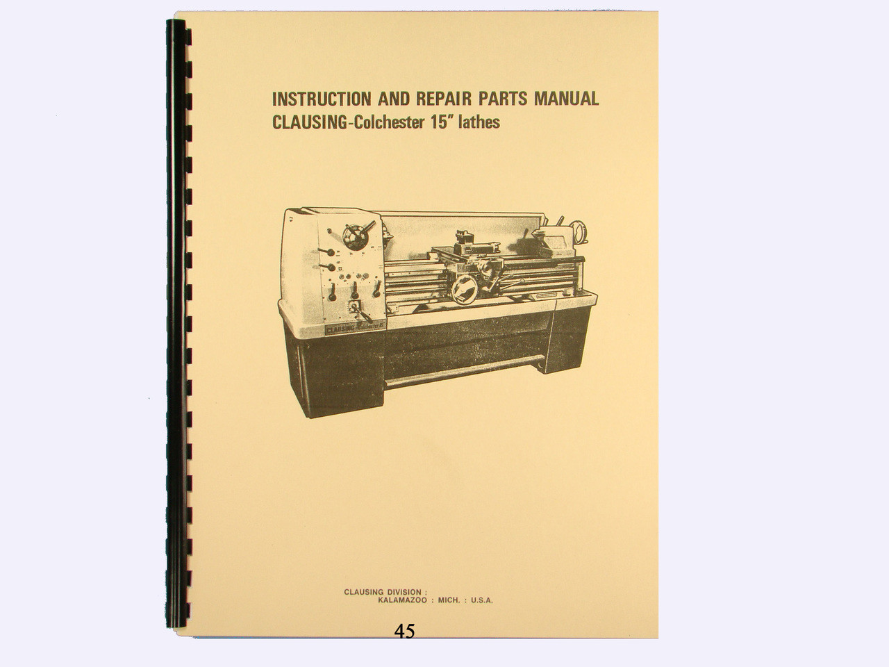 Clausing Colchester 15 Lathe Instruction Repair Parts List