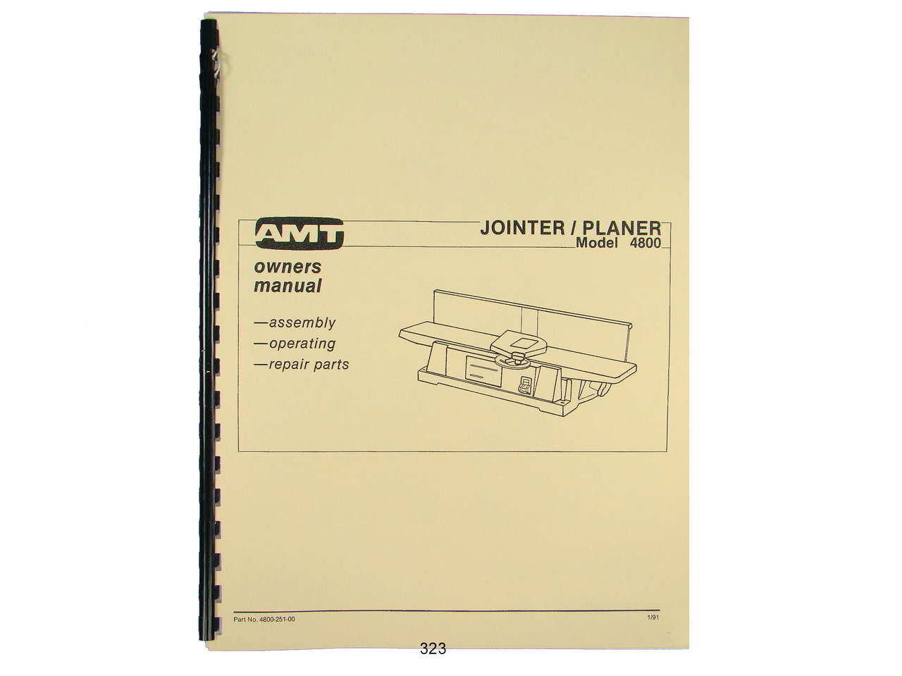 Amt Model 4800 Jointer Planer Owners Operating Parts List
