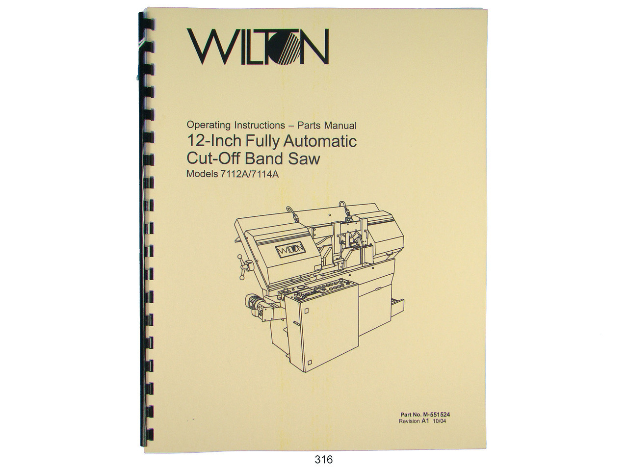 Wilton Model 7112a 7114a Horiz Cut Off Band Saw Op Instruct