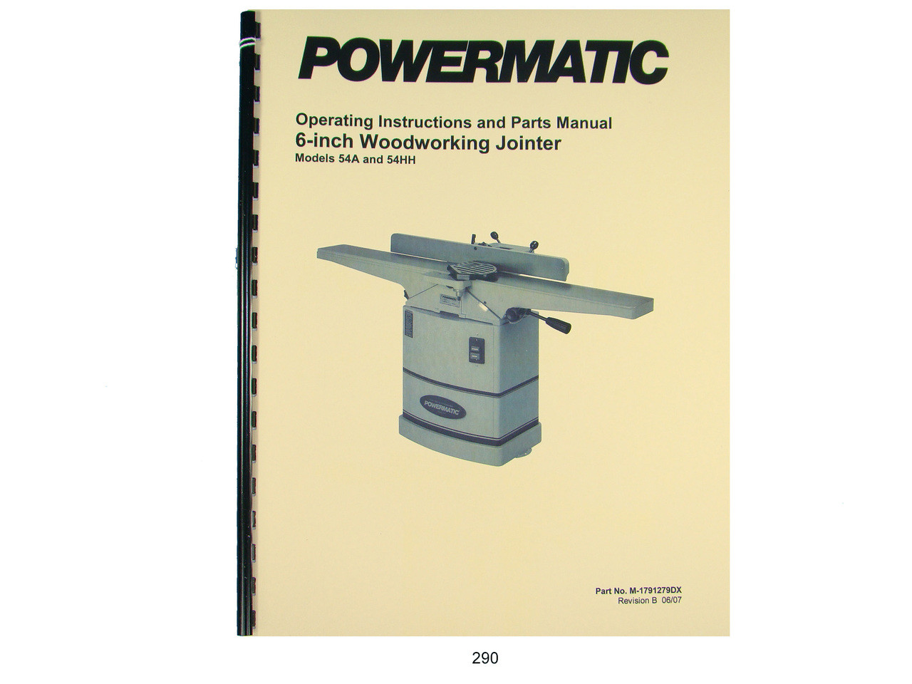 Powermatic Model 54A & 54HH" Jointer Operating Instruction & Parts
