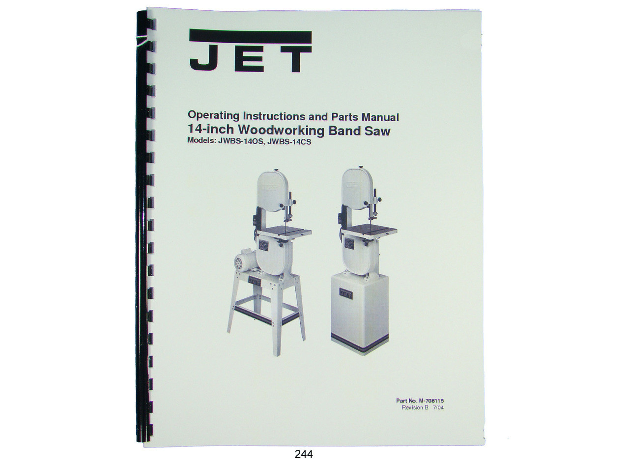 Jet Jwbs 14os Jwbs 14cs Band Saw Operators Parts List Manual