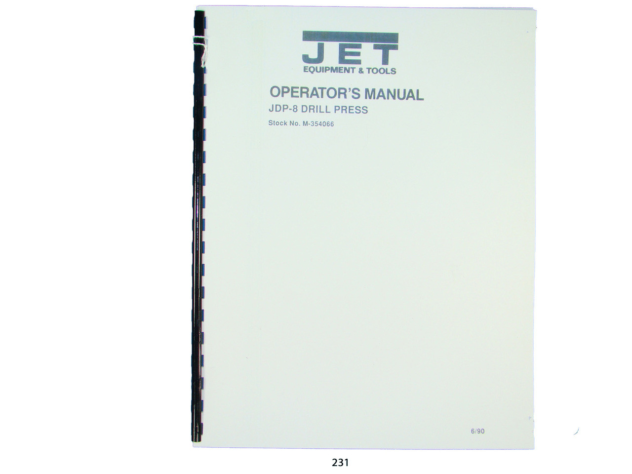 Jet JDP-20VS-1//3 Drill Press Operator /& Parts List Manual *232
