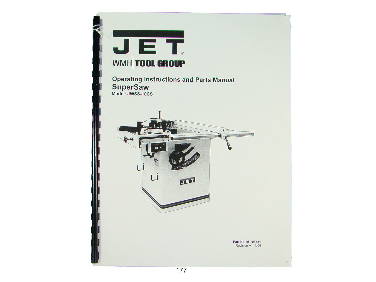 Jet Jwss 10cs Table Saw Owners Manual 177 Fabersurplusmanuals