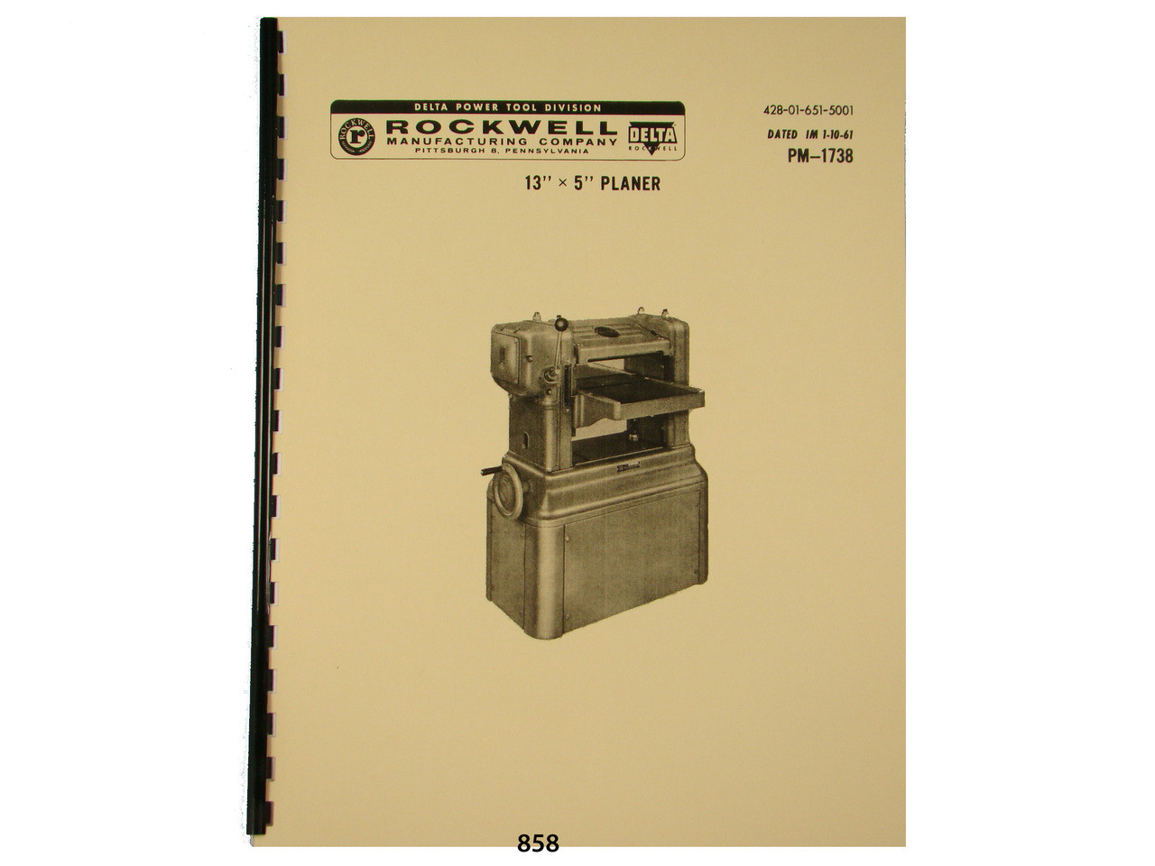 Powermatic Model 15  Planer  Instruction & Parts Manual *280