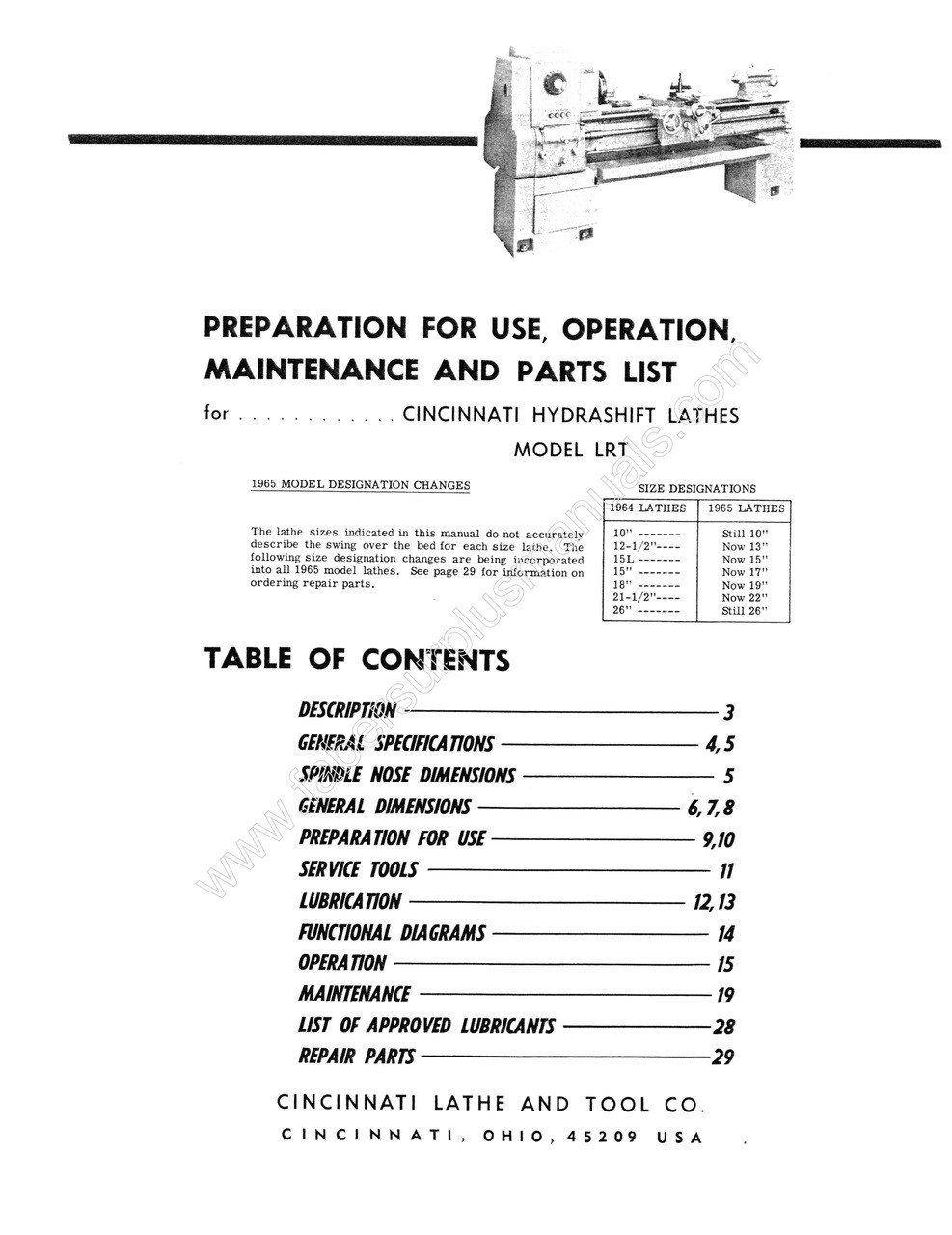 Cincinnati LRT Hydrashift Lathe Service Manual /& Parts List *474