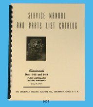 Cincinnati 1-12 & 1-18 Plain Automatic Milling Machine Service & Parts Manual Cover