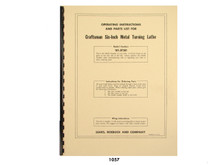 Sears Craftsman 6" Metal Lathe 101.07301 Operation and Parts List Manual  Cover