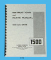 Clausing 14" Series 1500 Lathe Instruction & Parts  Manual sn's: 150200-150418