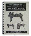 South Bend Lathe Series O, N, R, T, & Junior Operation & Parts List Manual #1741