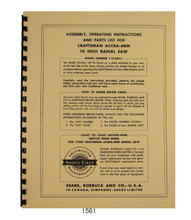 Sears Radial Saw Cover 1561