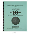 Clausing 10" Lathe 4900 Series S/N: 401710-403160 Op and Parts List Manual #1461