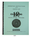 Clausing 12" Lathe 5900 Series sn: 502467 up Instruct & Parts List Manual #1371